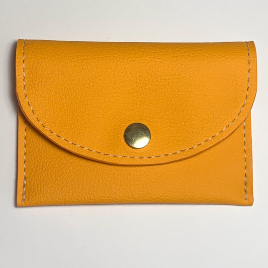Pebbled vegan marigold leather wallet with brass snap